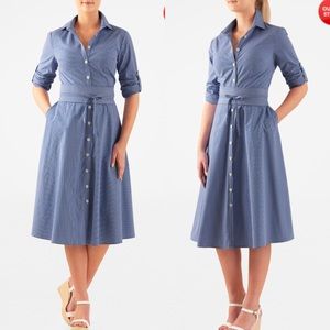 New eShakti blue gingham check cotton shirtdress